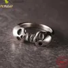 Wedding Rings Real 925 Sterling Silver Skull Open Ring suitable for women's hiphop rock style skull ring top quality exquisite jewelry new in 2022 Z230712