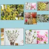 Decorative Flowers Wreaths 65Cm Long Artificial Cherry Spring Plum Peach Blossom Branch Silk Flower Tree For Wedding Pa