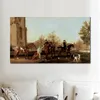 Classical Countryside Canvas Art The Hunters Leave Southill George Stubbs Painting Horse Handmade High Quality