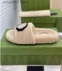 Slippers 2022 high quality winter Men Cartoon fashion Lazy black white letter women designer shoes sexy platform Lady 100% keep warm wool flops Large size T230710