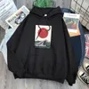 Jackor japansk stil vågor röd sol herr hoody kreativitet fleece tröja hip hop varm kläder fashio crewneck man kläder