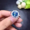 Meisjes Trouwring Sea Blue Crystal lzircon Diamond Zonnebloem Witgoud Ring Party Sieraden Verjaardagscadeau Verstelbaar