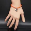 Link Bracelets 2023 Jewish Star Moon Crystal Glass Bead Stainless Steel Bracelet Charm Women Silver Color Jewelry Pulsera B18712