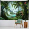 Tapisseries murales suspendues de forêt tropicale tropicale, paysage naturel du monde Animal, sorcellerie, décoration de maison bohème Hippie