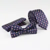 Ties 3pcs Tide Dot Polyester Men's Tie Bowtie و Pocket Squar