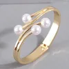 Bracelet mode or argent couleur manchette pour femmes Boho bijoux Vintage perle ouvert Bracelets filles bijoux 2023