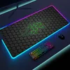 기하학적 대형 RGB 마우스 패드 게임 마우스 패드 LED 마우스 매트 게이머 Mousemats 테이블 패드 PC 데스크 매트 RGB 키보드 매트 XXL 90x40cm