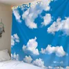 Wandtapijten woondecoratie tapijt blauwe lucht en witte wolken tapijt zee muur opknoping voor slaapkamer woonkamer 230x180cm