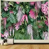 Tapisseries Tapisserie Tenture Murale Feuilles Vertes Tropicales Rose Feuille Exotique Tropique Banane Floral Fleur Tapisserie Murale Chambre Salon