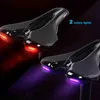 Bike Saddles Road Bike Saddle MTB Bicycle Seat With Warning Taillight USB Charging PU Breathable Soft Seat Cushion Mountain Cycling Racing HKD230710