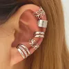 Örhängen Silver Färg Blad Klämma För Kvinnor Män Kreativ Enkel C Ear Cuff Icke-piercing Set Trend Smycken Present