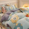 Bedding sets 1PC Duvet Cover and 2PC Pillowcase Set Flannel Coral Fleece Warm Winter Thick Single Double Queen King Quilt 230710