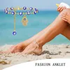 Anklets 2023 Ny Böhmen Fatima Hamsa Hand Evil Blue Eye Charm Anklet för kvinnor Guldfärg Rostfritt stål Kedjor Justerbar fot Ankel 230607