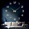 Wall Clocks Large 3D wall clock mirror sticker DIY digital silent wall clock self-adhesive art watch living room office home decoration Z230711