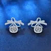 Stud Earrings S925 Sterling Silver Bow For Women 2023 Trending 0.5 CT Moissanite Butterfly Fine Jewelry