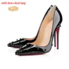 Con Box Bottom Red Bottoms Sandal Dress Shoes Designers Styles Heels Women Luxury High Heel 6 cm 8 cm 10 cm da 12 cm di qualità di qualità Tround Torda Pompe del matrimonio PAR 1RX3