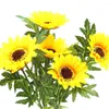 Fleurs décoratives tige de tournesol artificielle soie pour décoration de mariage centres de Table automne hiver fleur