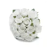 Fleurs décoratives 18 pièces/lot Bouquet de mariage artificiel blanc Rose Royal Rose soie maison fête année décor saint valentin cadeau