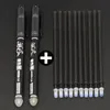 Ballpoint Pens 2pcs Pen 10pcs Erasable Refill Total 12 PCS 05mm Washable Blue Black Ink Drawing Stationery School Office Set 230707