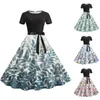 Casual Dresses Suitable For Women Short Sleeve Knee Length Retro A Line Flared Swing Formal Prom Party Vintage Cocktail Dress