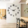 Wall Clocks Vintage Simple Silent Acrylic Large Decoration DIY Digital Wall Clock Living Room Kitchen Farmhouse Decoration Wall Clock Sticker Z230710