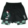 Heren Shorts Kimetsu geen Yaiba Demon Slayer Anime Gym Mannen Vrouwen Kawaii Manga Cartoon Print 2 In1 Prestaties om te trainen Zomer 230710