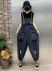 Womens Jeans Summer Holes Denim Overalls Women Fashion Loose Ripped Ladies Casual Vintage Harem Pants Classic Jumpsuits Trousers