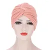 Roupas étnicas Twist Knot Muçulmana Hijab Chemo Cap Bonnet Inner Hat Turban Cancer Gorros Perda de Cabelo Sólidos Acessórios para a Cabeça