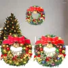 Decorative Flowers Christmas Wreath With Light Lights LED Front Door Hanger Garland Artificial For Party Decoration