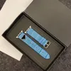 Horlogeband voor Apple iwatch Modeontwerpers Letter P Pure kleur Luxe horlogebanden Vervangende polsbandjes van echt leer 2307101PE