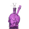 Wholesale Glass Oil Burner Bong Colorful 3D Skull head Hookah Water tobacco Pipes portable Thick Pyrex Heady Recycler Dab Rig Hand Bongs