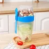Servies Sets Salade Cups Met Deksels En Vork Plastic Granen Moer Deksel Fles Container Voor Kantoren School Lunchbox Met Houder