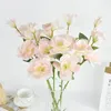 Decorative Flowers 4 Heads/Branch Artificial Eustoma Grandiflorum Roses Silk Simulation Home Wedding Garden Decoration Flores With Leaves