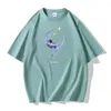 T-shirt da uomo T-shirt con grafica stampata luna T-shirt oversize a maniche corte con scollo a V Abbigliamento casual allentato Daily Out Fashion Top da uomo Tee