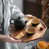 Plates Acacia Wooden Octagon Square Serving Tray Tea Cup Saucer Trays Dessert Salad Fruit Pallet Steak Plate For Kitchen