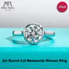 AnuJewel 0.5ct1ct/2ct/3ct D kolor Moissanite Bezel obrączka zaręczynowa 925 srebro pierścionki dla kobiet biżuteria hurtowych