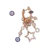 Dangle Küpeler Lüks Muhteşem Avrupalı ​​Kadın Mücevher Multi Cz Yıldız Takımları Tassel Damla Damla Asimetri Küpe Moda
