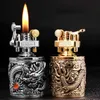 Classic Vintage Belt Leather Kerosene Lighter Metal Carving Grinding Wheel Decoration Men's Cigarette Tools Collection Gift 2I0G