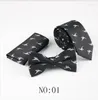 Bow Ties 3pcs Tide iplik boyalı polyester erkek kravat Bowtie ve cep kare seti önceden bağlı hediye düğün iş