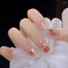 False Nails 24pcs 귀여운 고양이 디자인 만화 마감 아크릴 팁 아몬드 재사용 가능한 네일 키트 접착제