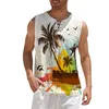 Men's Tank Tops Fashion Men's Cotton Linen Solid Color Sleeveless Vintage Drawstring V-Neck Gym Top T-Shirt Summer Beach Street Casual T-Shirt 230710
