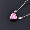 Wisiorek naszyjniki SINLEERY romantyczny piękny różowy kryształowe serce Choker naszyjnik kolor srebrny łańcuszek na szyi prezent dla dziewczyny żony XL257 SSB