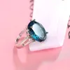 Cluster Rings MxGxFam Ink-blue Colour O Zircon Jewelry For Women White Gold Plated Cubic
