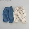 Kleidung Sets Frühling 2023 Neue Baby Lose Denim Hosen Mode Baby Mädchen Dot Print Hosen Nette Kleinkind Jungen Jeans Baby kleidung Z230710