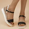 Sandali con zeppa intrecciati alla moda donna estate 2023 espadrillas con cinturino alla caviglia scarpe da gladiatore piattaforma antiscivolo da donna