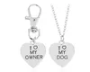 Moda 2 Unids Mejores Amigos Amistad Amor Corazón Collar Llavero Propietario y Perro Carta Colgante AMO MI PERRO Collar Joyas Llaveros