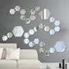 Duvar Çıkartmaları 12 PCS Hexagon Ball Oda Banyo Ev Dekoru Akrilik 3D Ayna Düzensiz Yaşam Dekorasyonu Mini Sticker 230707