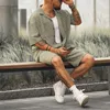 Mens Tracksuits Mens Set 2023 Spring and Summer Sports Suit Casual Shirt Shorts Two Piece Set Wear