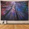 Tapestries Forest Starry Tapestry Wall Hanging 3D Forest Galaxy Art Tapestry Milky Way Tree Night Sky Tapestry Dorm Living Room Bedroom R230710