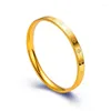 Bangle 24K Gold Plated Bracelet Ladies Imitation Full Five-flower Brass Plain Ring